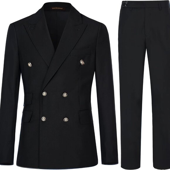 Other - Men's Slim Fit 2 Piece Suit Double Breasted Business Wedding Prom Tuxedo Suits B